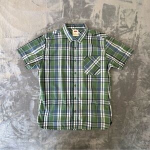 Levi’s Men’s XL Plaid Short Sleeve Button Down Shirt Green Blue Cotton Blend